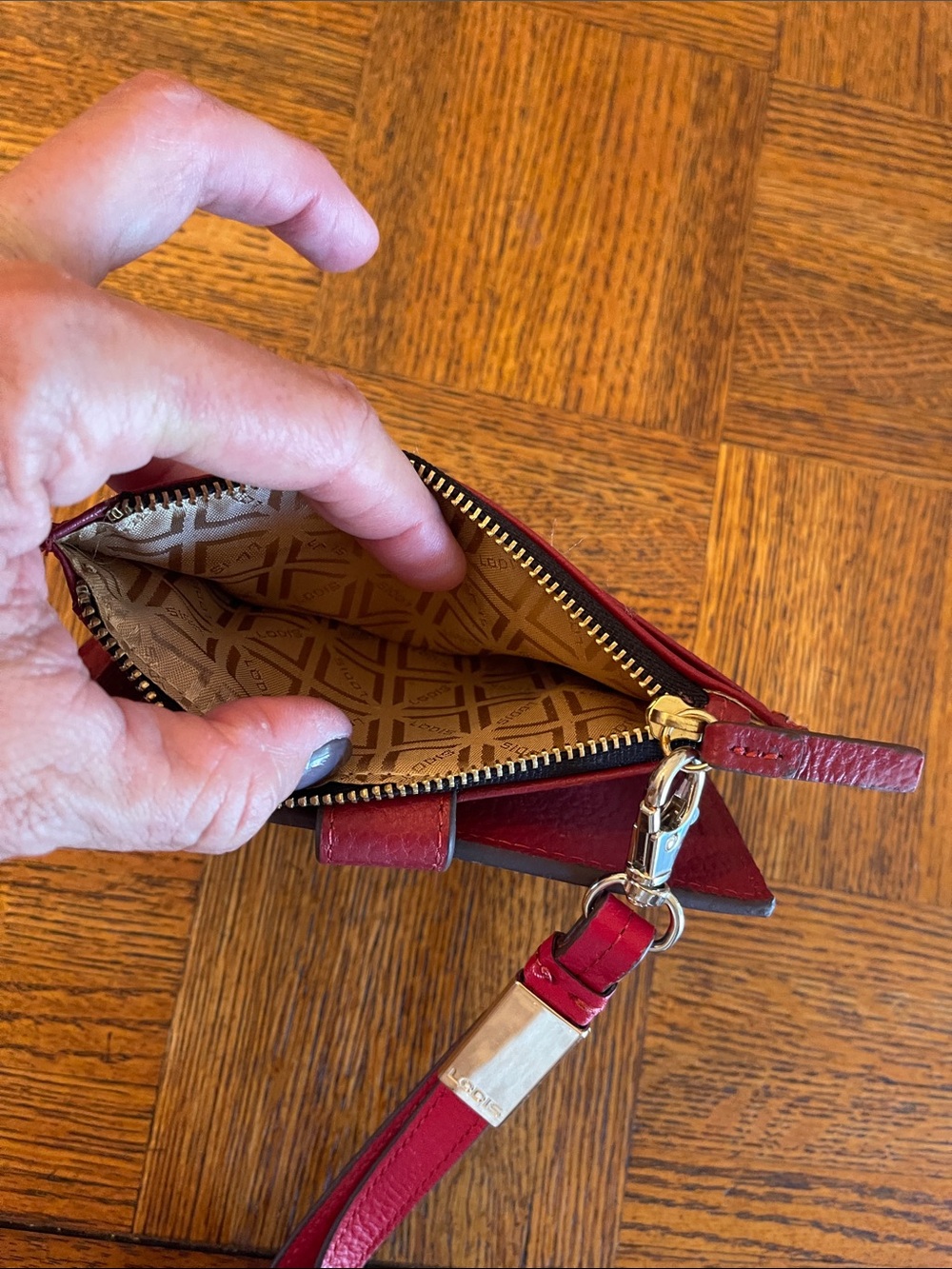 Lodis red  Leather Wristlet Clutch with Detachable Strap - Picture 5 of 6